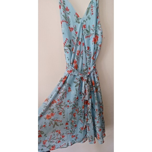 Woman Within 26W‎ 3X Midi Dress Blue Floral Sheer w/Liner  Cottagecore Boho - Picture 2 of 12